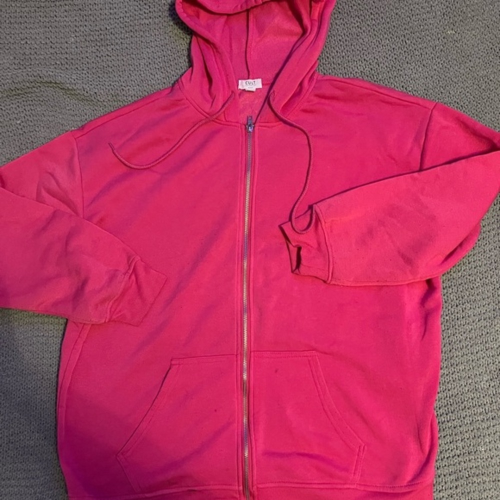 Bright Pink Zip-Up Hoodie